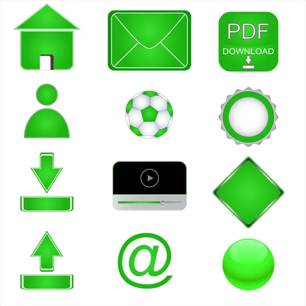 Iconos web verdes — Vector de stock