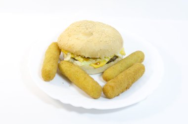 Burger with cheese sticks clipart