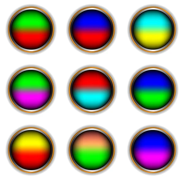 Neuf icônes multicolores — Image vectorielle