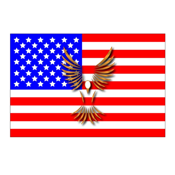 Bandeira americana e símbolo de um pássaro —  Vetores de Stock