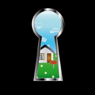 The house in a door peephole clipart