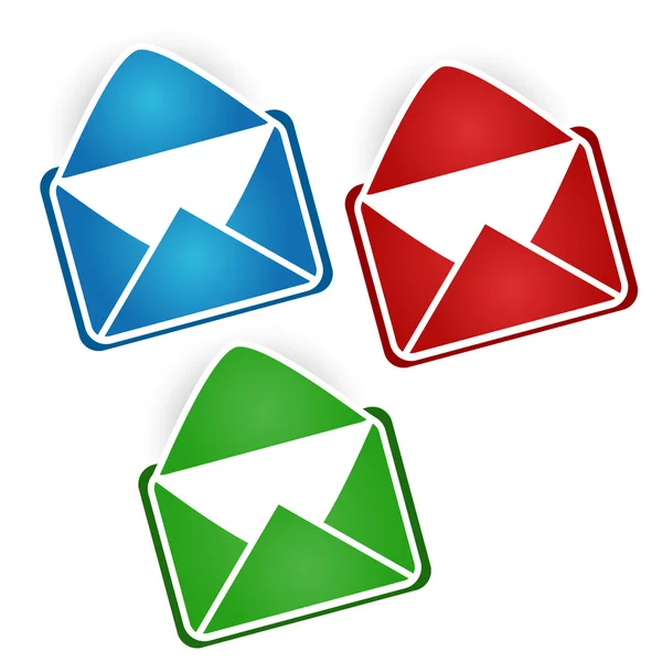 Trois enveloppes multicolores — Image vectorielle
