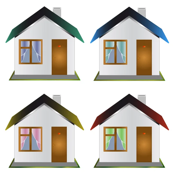 Čtyři jednopatrová domy — Stockový vektor