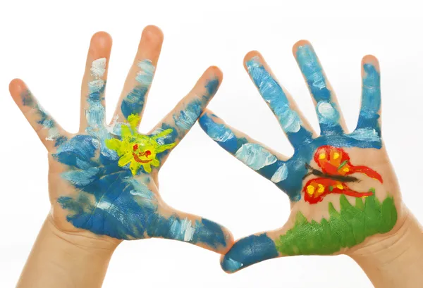 Kind hand beschilderde — Stockfoto