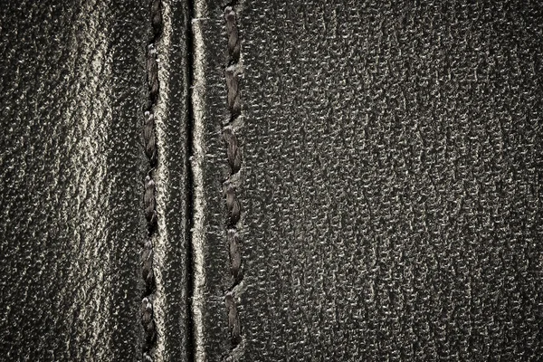 黑色缝制皮革 — 图库照片