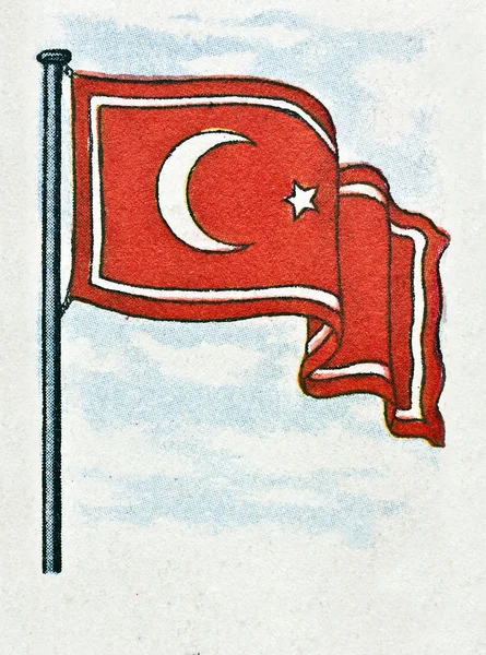 Vintage kağıt üzerinde eski Türk bayrağı — Stok fotoğraf
