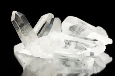 Quartz crystals on black clipart