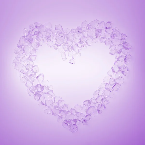 Hearth shape from glass crystals purple colored — Stock Photo, Image