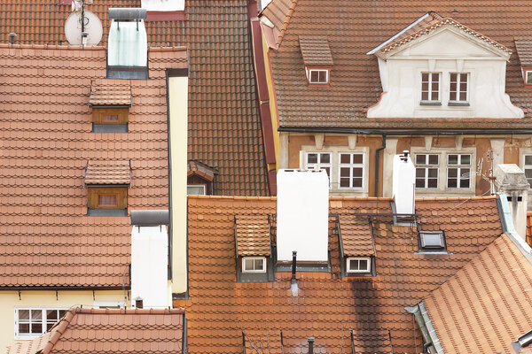 Old tiled roofs, Prague, Czech republic