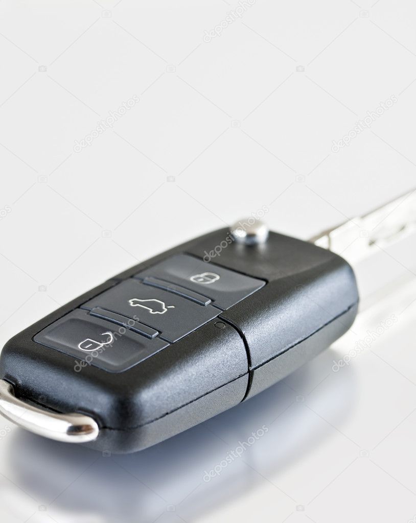 Electronic car key on a white background