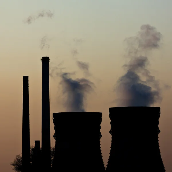 stock image Smoking chimneys in industrial area