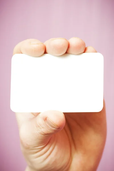 Biała wizytówka na różowym tle — Zdjęcie stockowe