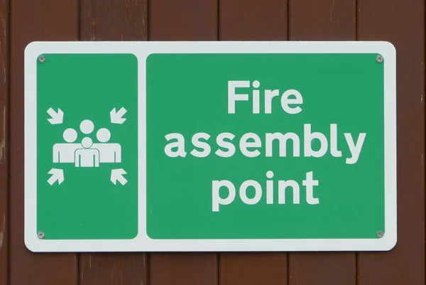 Fire assembly point sign — Stock Photo, Image