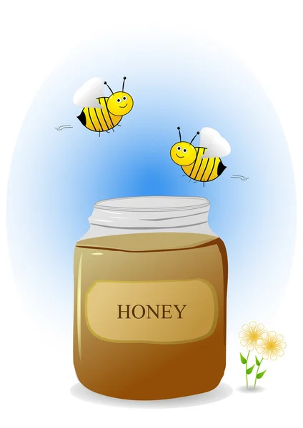 Bees and honey — Stock Photo, Image