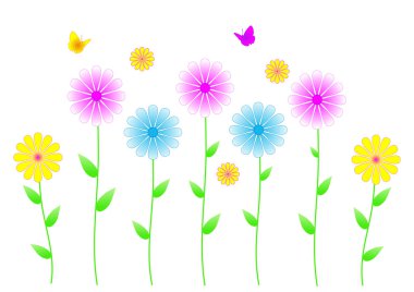 bahar çiçekleri ve kelebekler