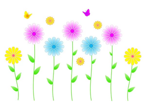 Spring flowers and butterflies — Stock Photo, Image