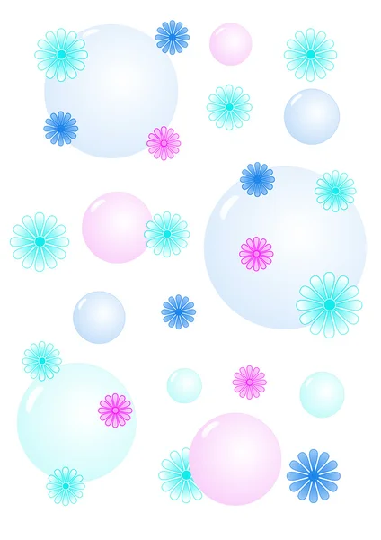Flowers and bubbles background — Stock Photo, Image