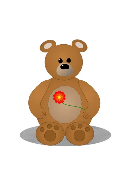 Urso com flor — Fotografia de Stock