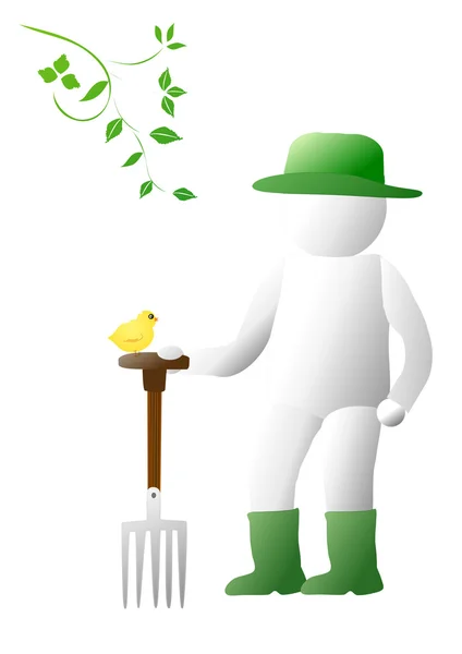Gardener with bird — Stock Photo, Image