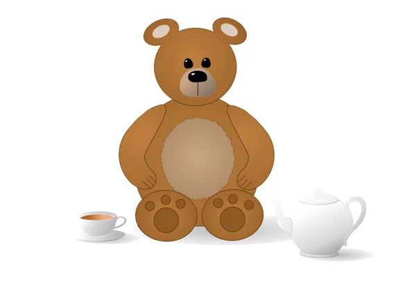 Urso com chá — Fotografia de Stock