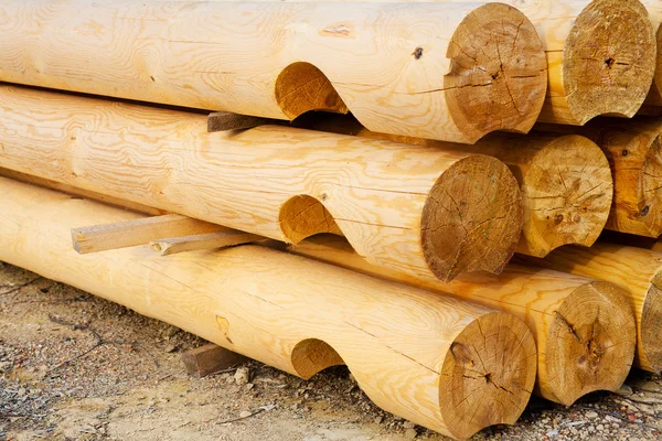 Pine whole section timbers — Stok fotoğraf