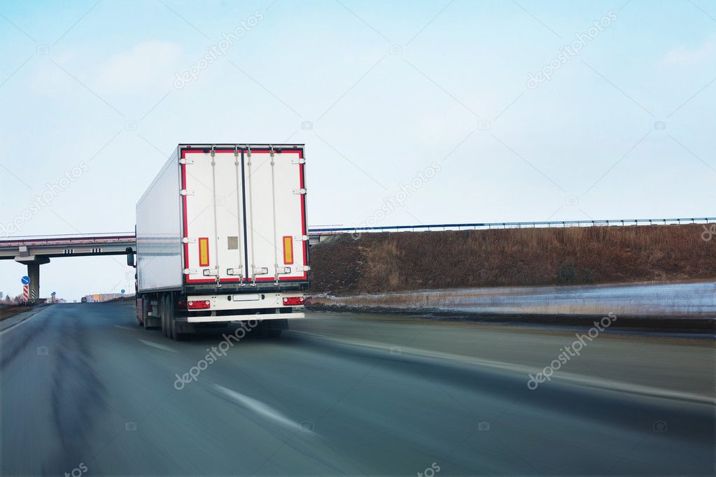 Truck goes on road