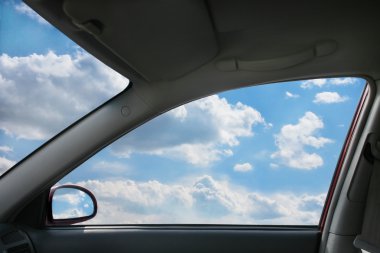 Landscape behind car window clipart