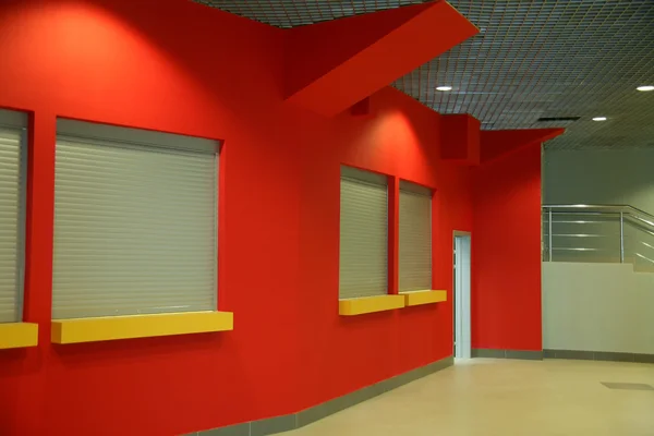 stock image Interior of office building with red wall