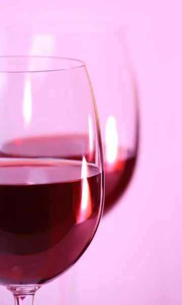 Two wine glasses with red wine closeup — Stock Photo, Image