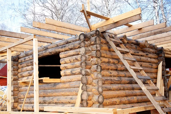 Construção casa de apartamento de madeira — Fotografia de Stock