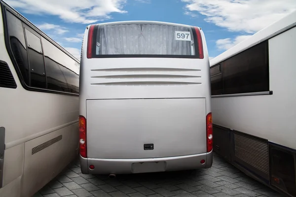 stock image Buses on road service station