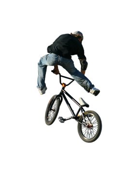 Jump on bicycle. clipart