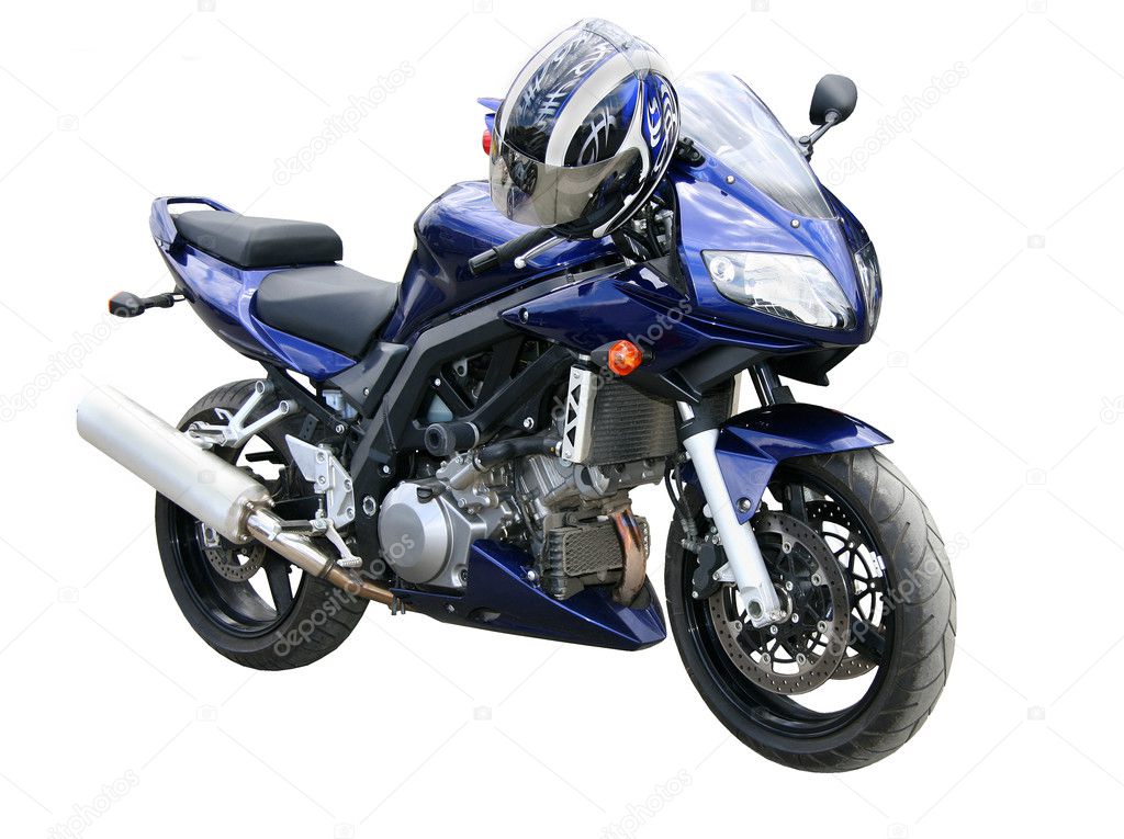 Dark blue motorcycle.