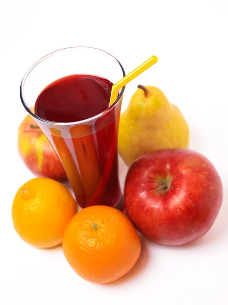 Frutas e suco de vidro — Fotografia de Stock