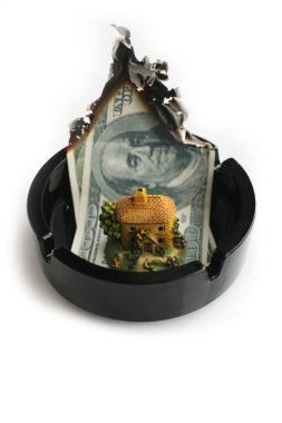 Burning money and house clipart