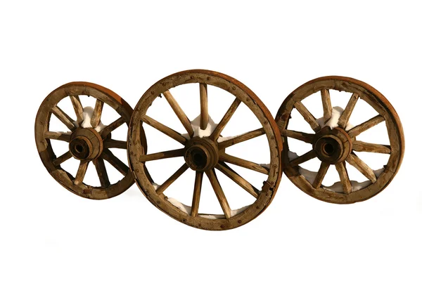 Stock image Three wooden wheels.