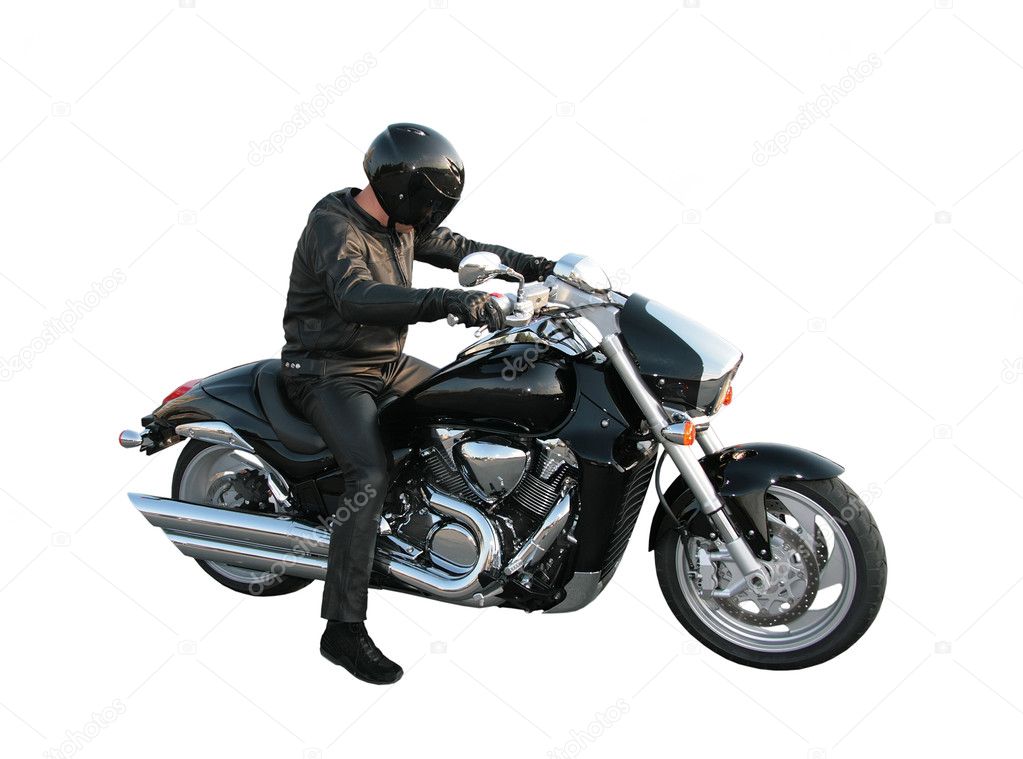 Motorcyclist on motorcycle.