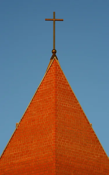 Top part and cross of Catholic church. — Stock Photo, Image