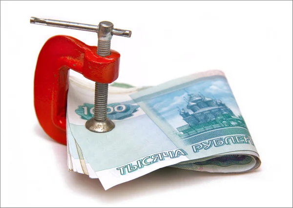 Banknotes and clamp. — Stock Photo, Image