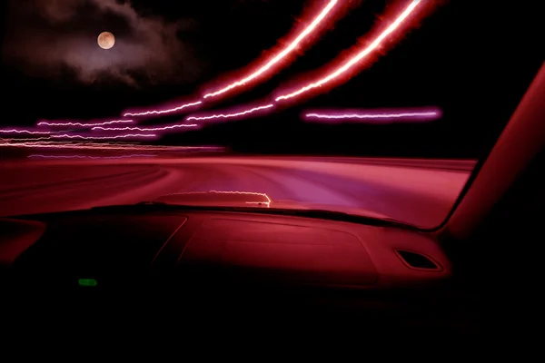 High-speed driving on car at night — Stock Photo, Image
