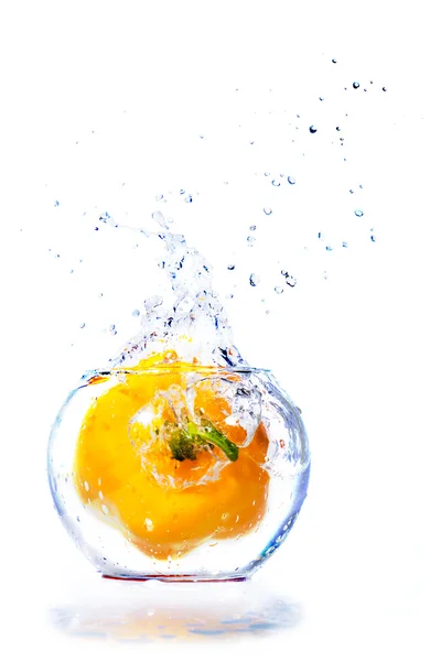 stock image Pepper in water and splashes