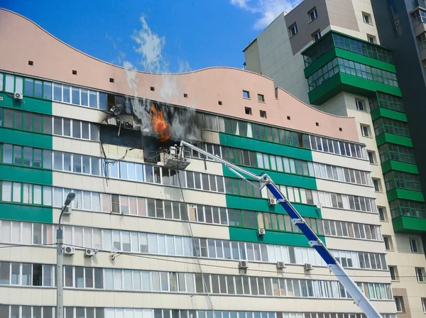 stock image Fire in apartment house