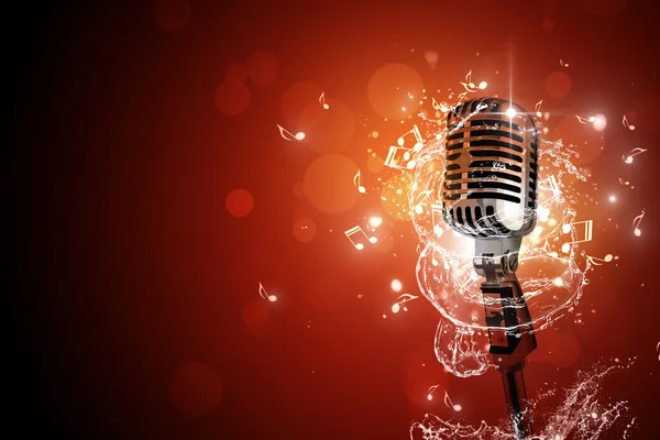 Retro microphone music background — Stock Photo, Image