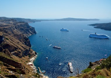 In the bay of Santorini. clipart