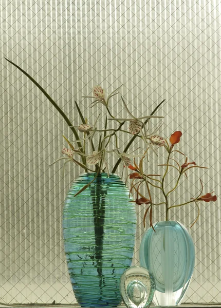 Vázy v okně Stock Snímky