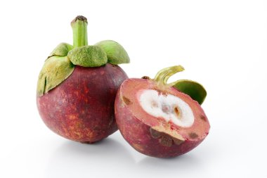 Mangosteen isolated on white. clipping path clipart