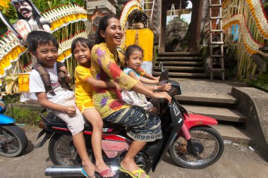 Family on motorcycle clipart