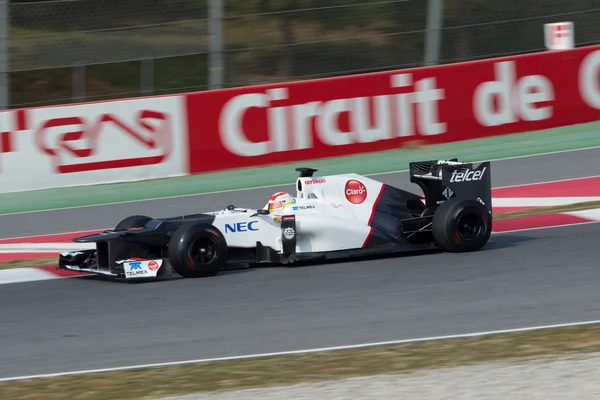 Sergio Perez (MEX) Sauber C31 - 3a giornata di test Barcellona — Foto Stock