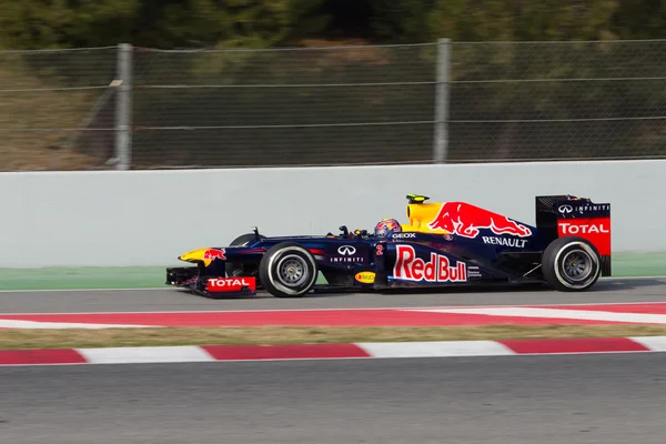 Mark Webber (AUS) Red Bull Racing RB8 Únete al pitline - Barcelo — Foto de Stock