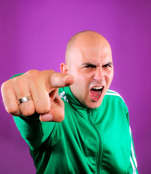 Homem da raiva apontando — Fotografia de Stock